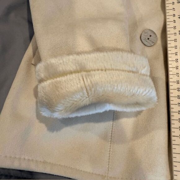 MaxMara Faux Shearling Lined Coat Double Breasted Hooded Plush Size Small - Picture 9 of 10